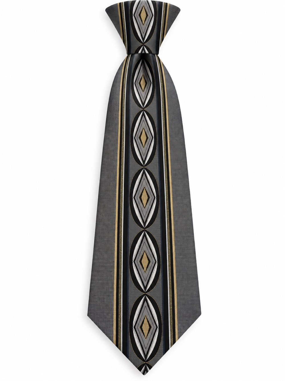 Men's Gray & Gold Diamond-Stripe Tie